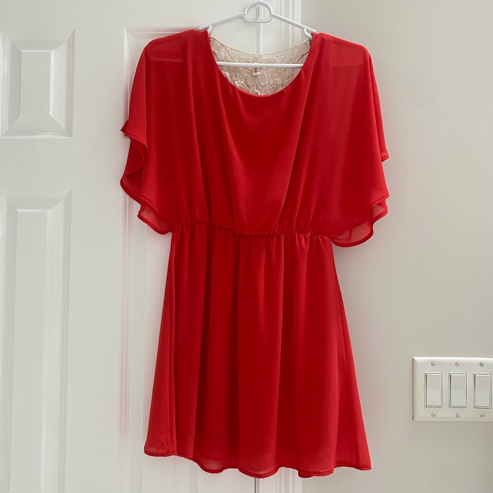 My Beloved Coral chiffon mini dress.